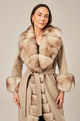 Dámsky béžový kabát z alpaky