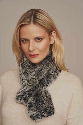 Šál z prírodnej kožušiny činčila sivá