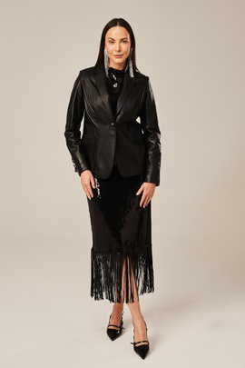 Čierna kožená sako damske